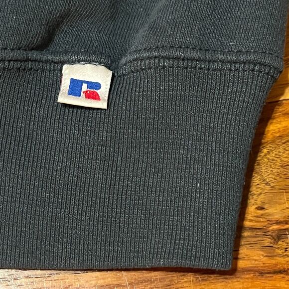 Vintage Russell Athletic Black Crewneck Sweatshirt Black Faded Style - Men's XL - Picture 2 of 7
